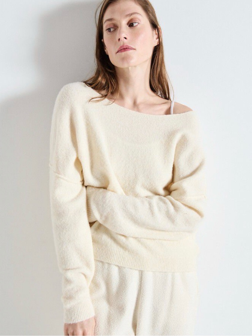 American Vintage Damsville Sweater XS/S Melange Pannacotta Wool Blend Boat Neck